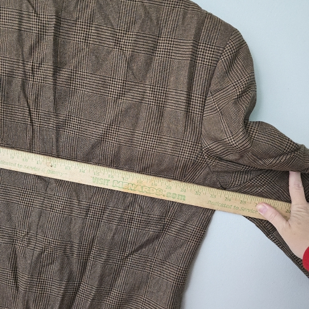 Bachrach Brown Pin Striped Houndstooth Silk Wool  Blazer Suit Jacket Size 42 R - Picture 5 of 11